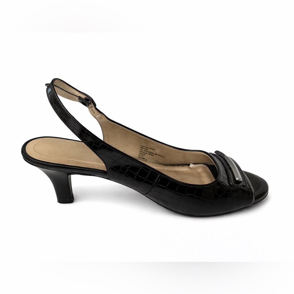 East 5th Madeline Black Peep Toe Slingback Pumps 3” Heel 7.5 Wide NEW No Tags - Picture 3 of 5